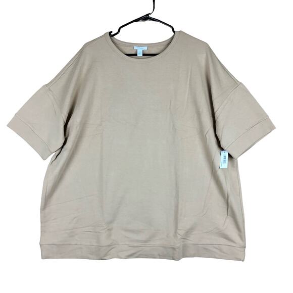 Daily Ritual Womens Sweater Brown Crew Neck Short Sleeve Modal Blend Stretch XXL - Picture 1 of 13